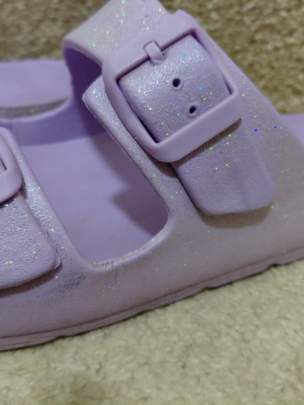 The Children's Place Girl's Casual Lilac Glitter Slides Sandals